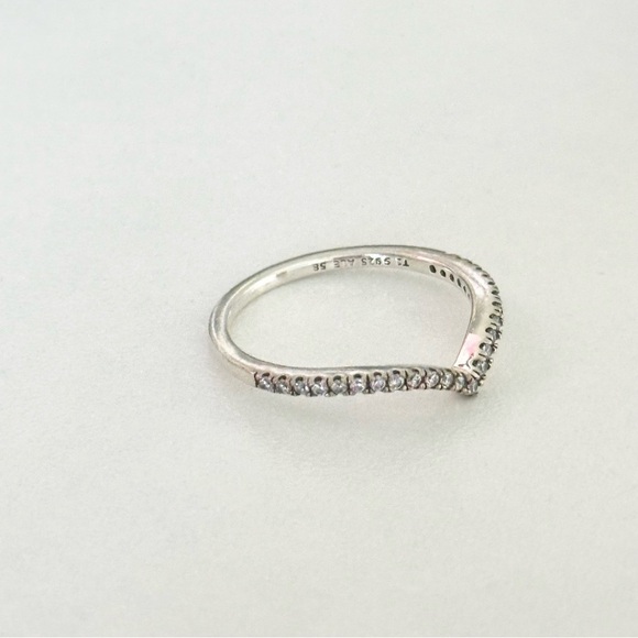 Pandora Clear CZ Wishbone Band Ring Size 8.5 - Picture 4 of 6